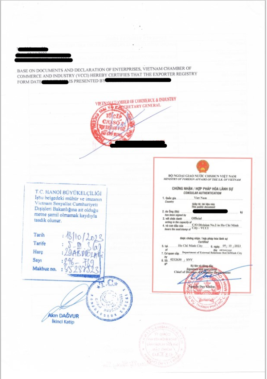 CO FORM HÀNG XUẤT ĐI THỔ NHĨ KỲ (EXPORTER REGISTRY FORM)